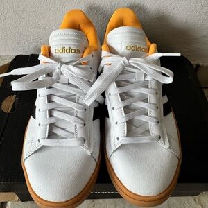 Adidas White and Gold Sneakers